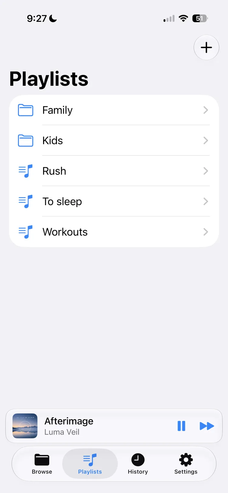 Nyquist on iPhone playlist view showing a list of tracks.